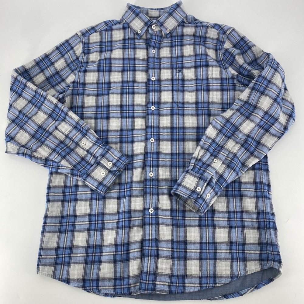 Southern‎ Tide Mens Medium Classic Fit Flannel Shirt Blue Plaid Button Cotton